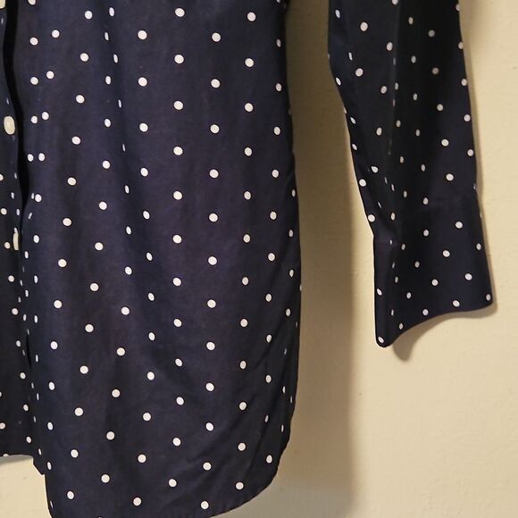Lands' End Navy Polka Dot Button-Up Shirt - Picture 4 of 6